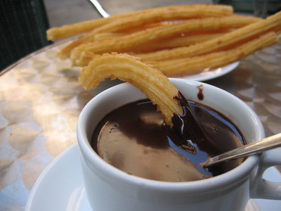 churros in chocolate sauce