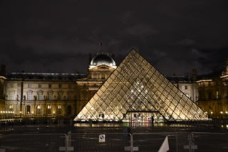 The Louvre lit up at night