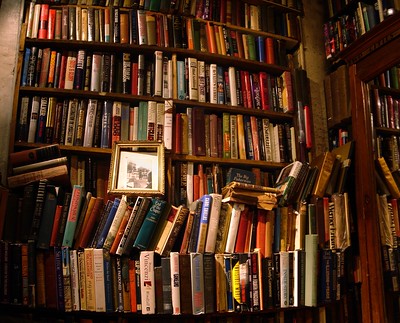 wall of old books